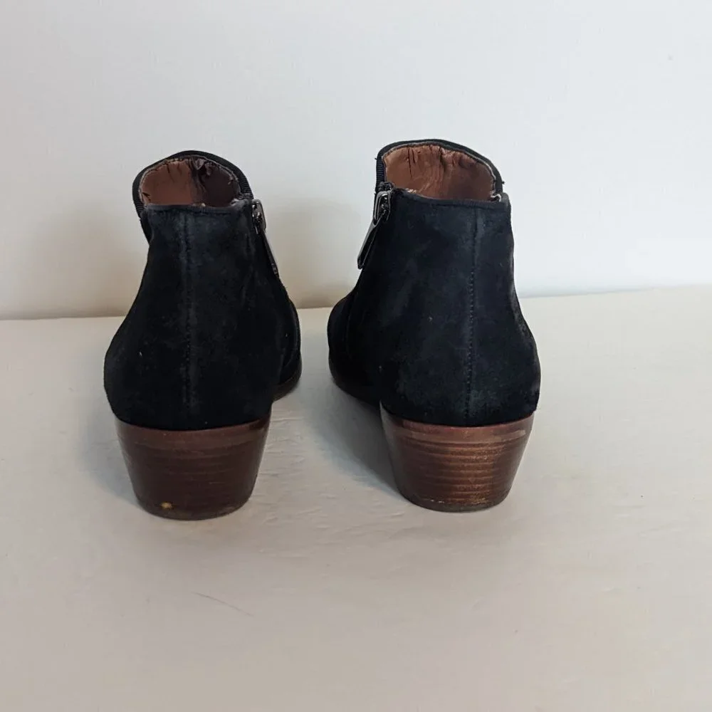 Sam Edelman‎ Western Petty Suede Boot Black Leather Boho Stagecoach 7.5